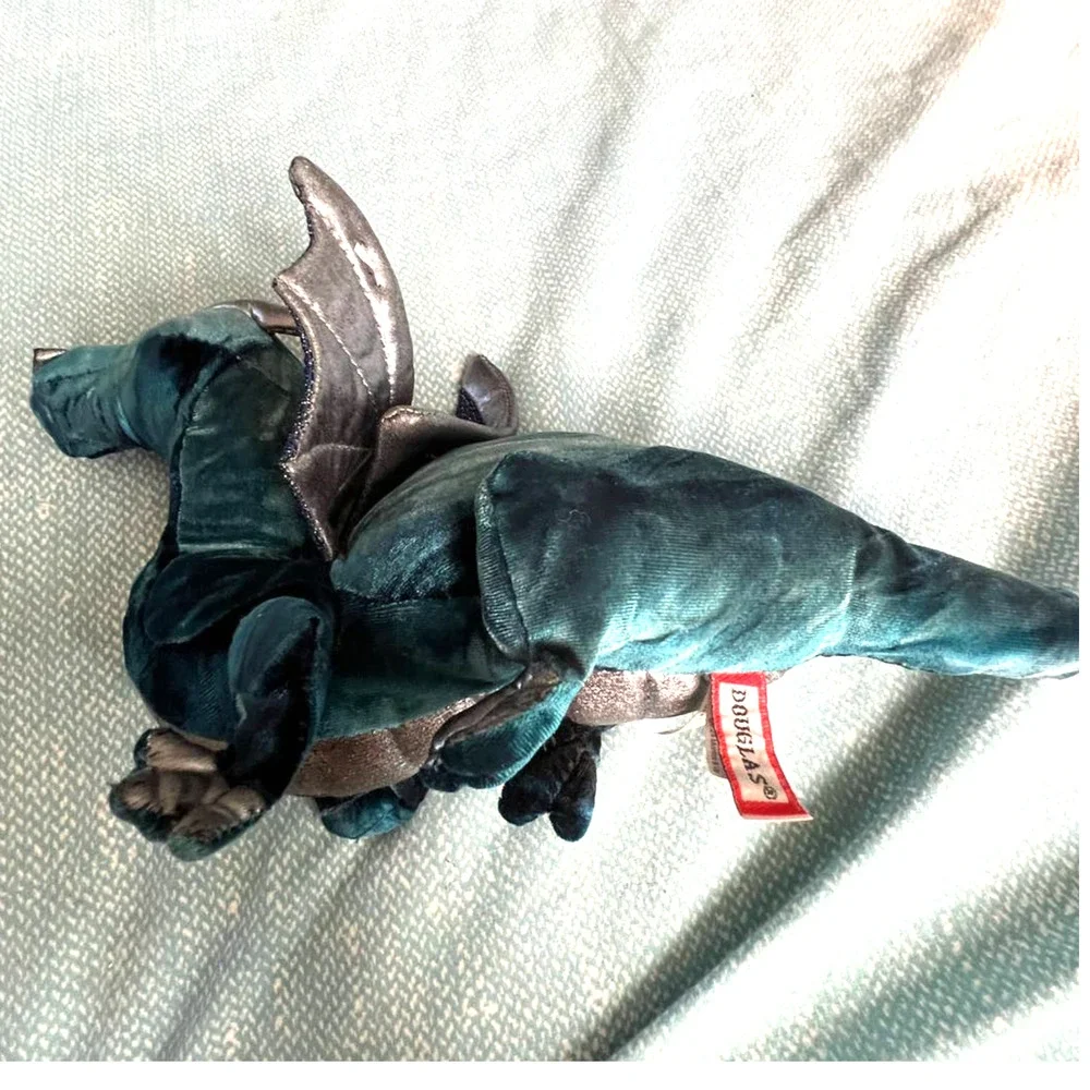 Douglas Dragon Plush Soft Toy Cuddle Teal Green Silver Wings 7